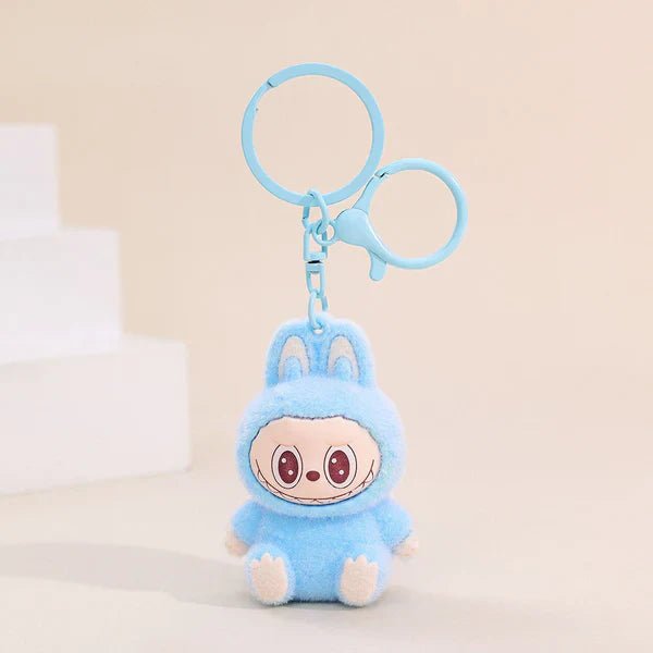Shop Labubu Mini Keychain Plush Toy - blue