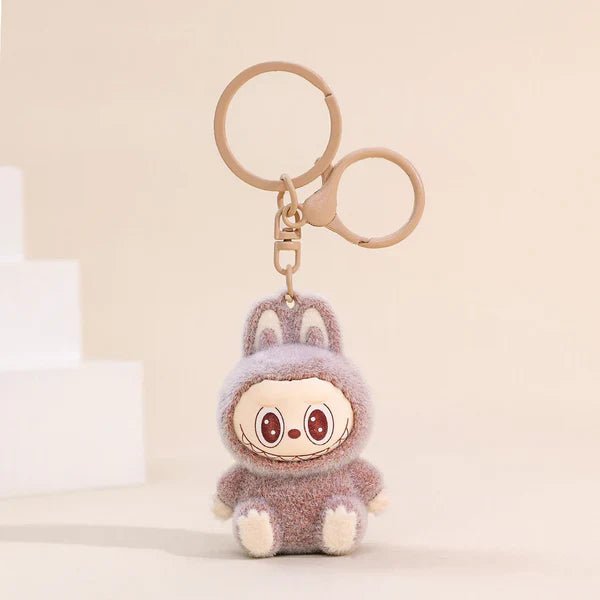 Shop Labubu Mini Keychain Plush Toy - brown