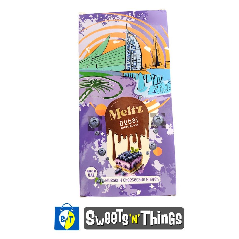 Shop Meltz Pistachio Dubai ORIGINAL Chocolate Bar 192g - Blueberry Cheesecake Knafeh (192g)