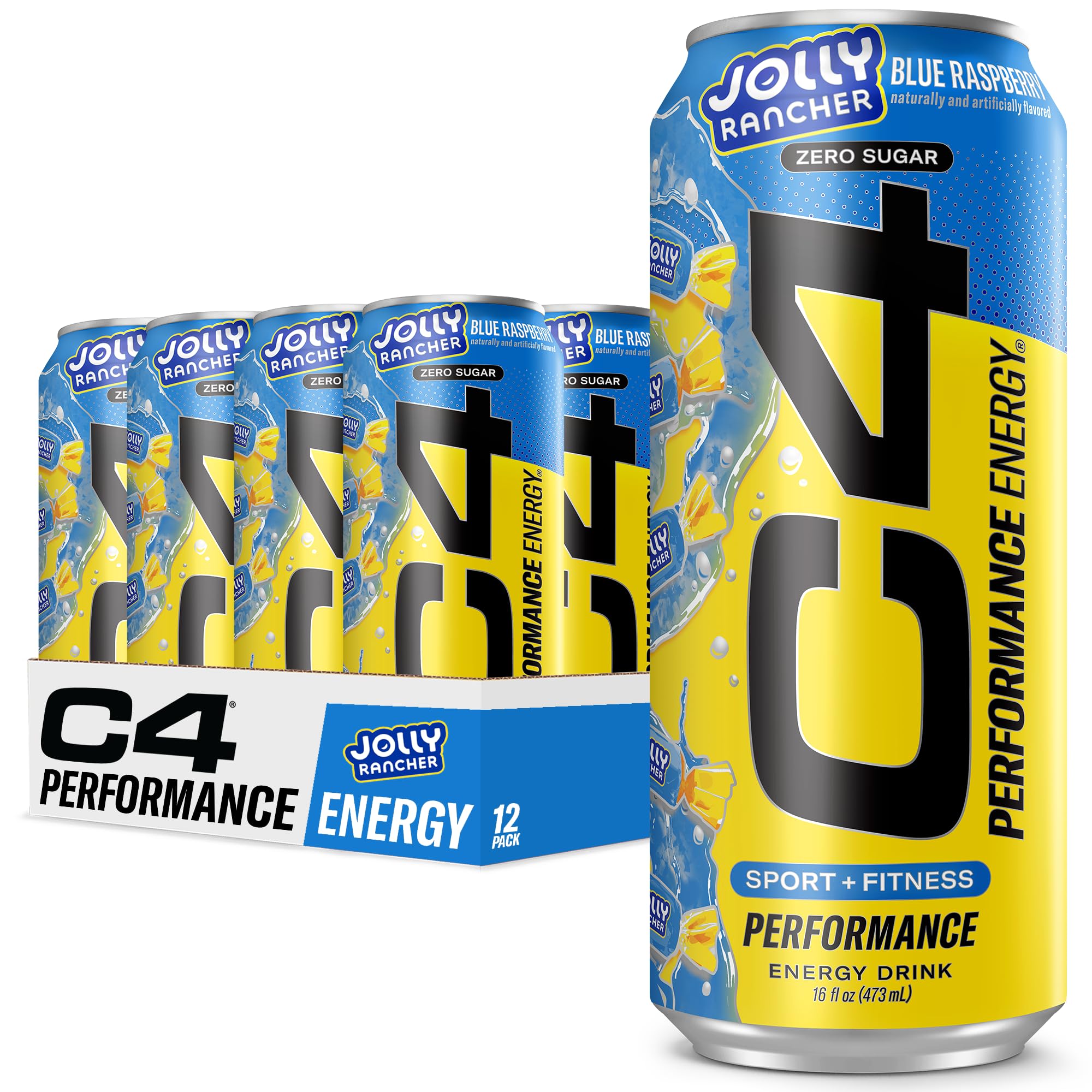 Cellucor C4 Energy Drink, Jolly Rancher Blue Raspberry energy, zero-sugar pre-workout drink, carbonated energy drink, 200mg caffeine drink, Cellucor C4 12-pack, beta-alanine energy drink, workout energy boost, sugar-free Blue Raspberry energy, Jolly Rancher energy drink.