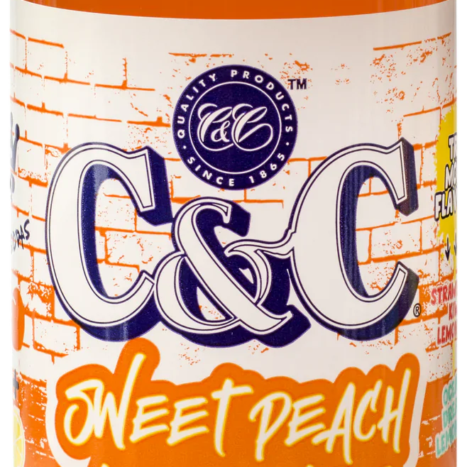 C&C Sweet Peach Lemonade, peach lemonade drink, fruity peach beverage, refreshing lemonade, sweet and tangy drinks, C&C flavored beverages, on-the-go peach drink, summer drink ideas, family-friendly lemonade, bold fruit drinks.