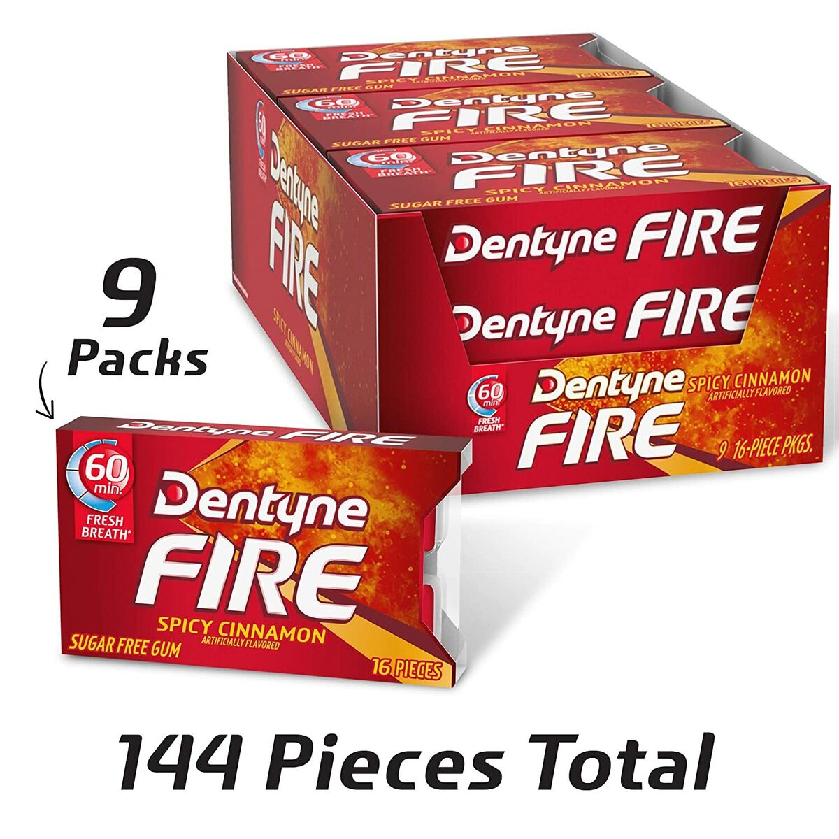 Shop Dentyne Fire Split 2 Fit Cinnamon (16 Pieces) - Box of 9