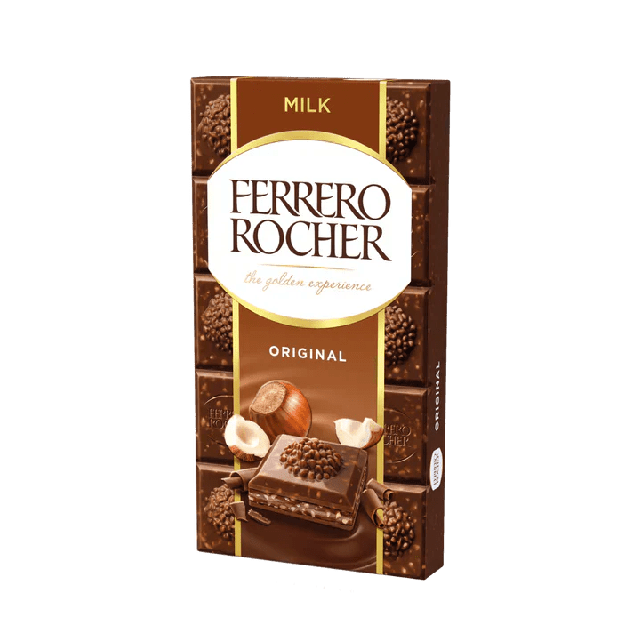Shop Ferrero Rocher Original Milk Chocolate Bar (90G) - Single Bar