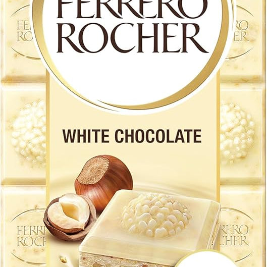 Shop Ferrero Rocher White Chocolate Hazelnut Chocolate Bar (90G) - Single Bar