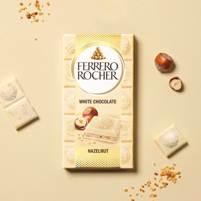 Shop Ferrero Rocher White Chocolate Hazelnut Chocolate Bar (90G) - Single Bar