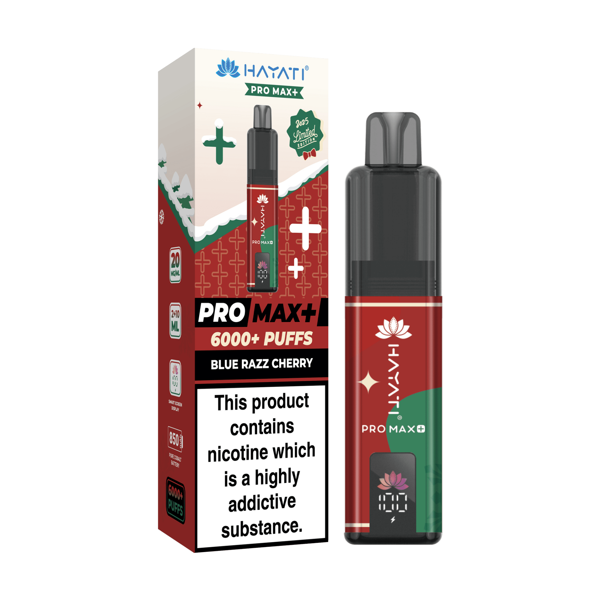 Shop Hayati PRO MAX + 6000 Prefilled Vape Kit - Christmas Edition - Blue Razz Cherry