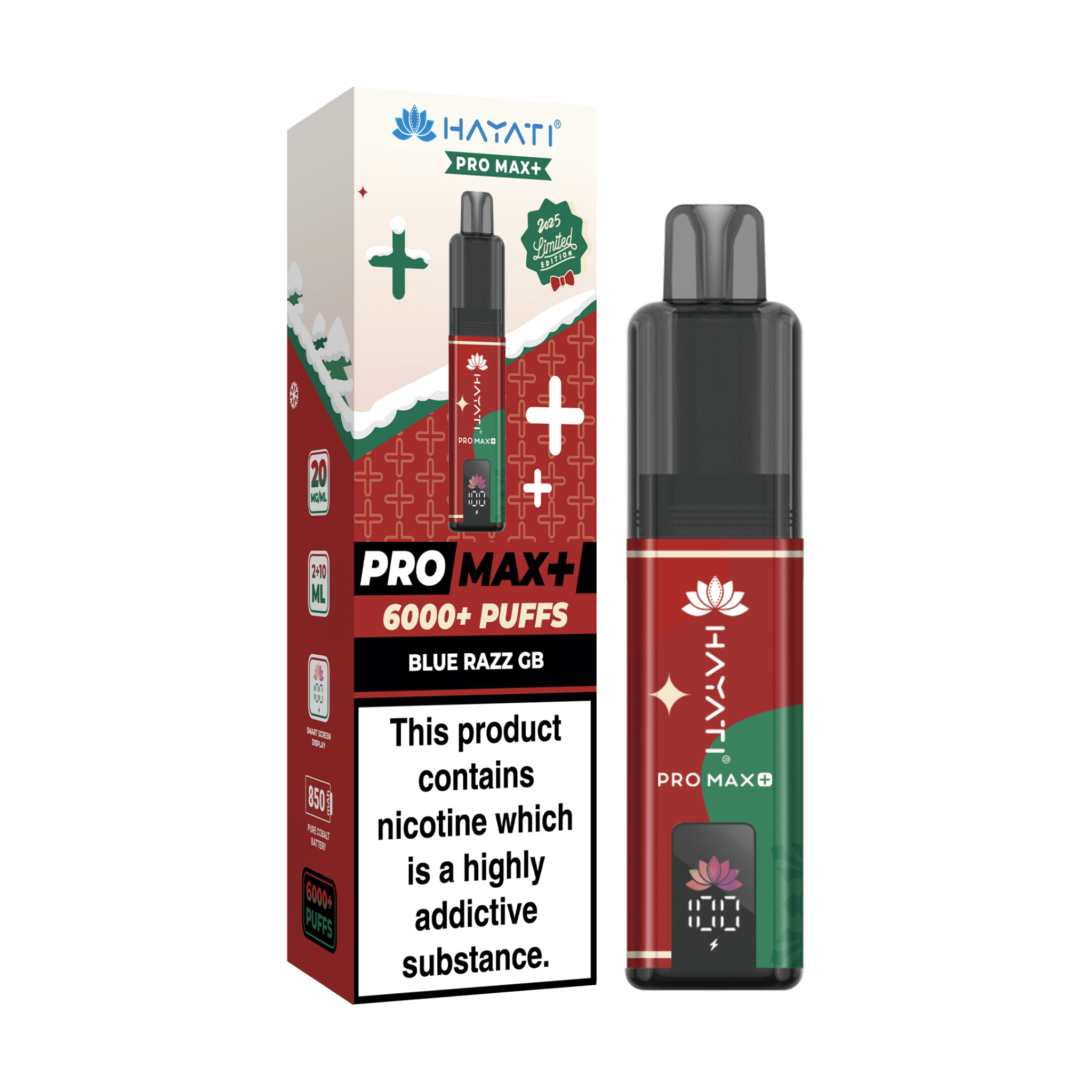 Shop Hayati PRO MAX + 6000 Prefilled Vape Kit - Christmas Edition - Blue Razz GB