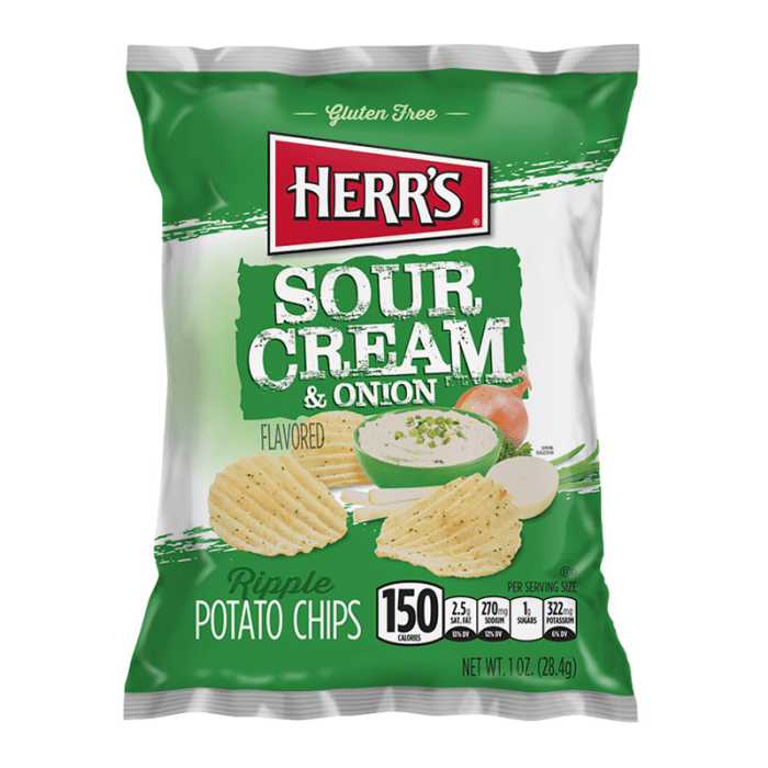 Shop Herr's Sour Cream & Onion Potato Chips USA - 1oz (28g) - 