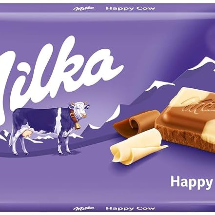 Shop Milka Happy Cows Milk and White Chocolate Bar (100g) - Single
