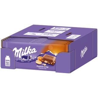 Shop Milka Peanut Crispy Caramel Chocolate Bar (90g) - Box of 22