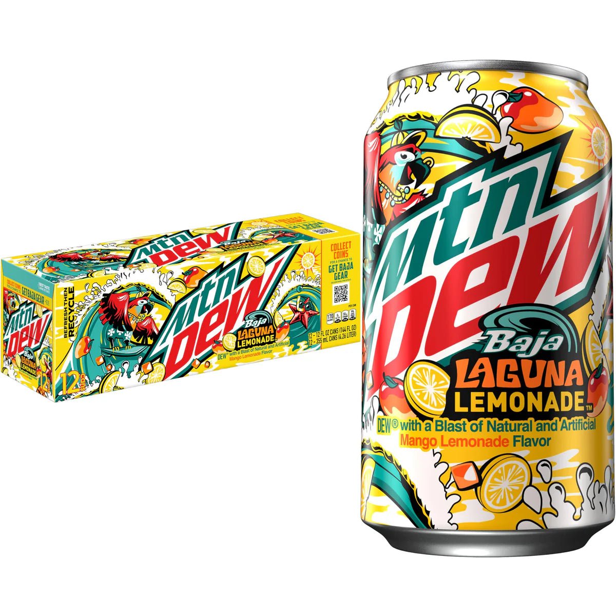 Shop Mountain Dew Baja Laguna Lemonade (355ml) - 12 Pack