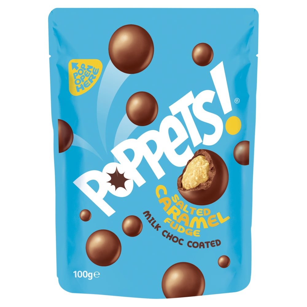 Shop Poppets Milk Chocolate Coated Salted Caramel Fudge Pouch - (100g) - Single Pouch