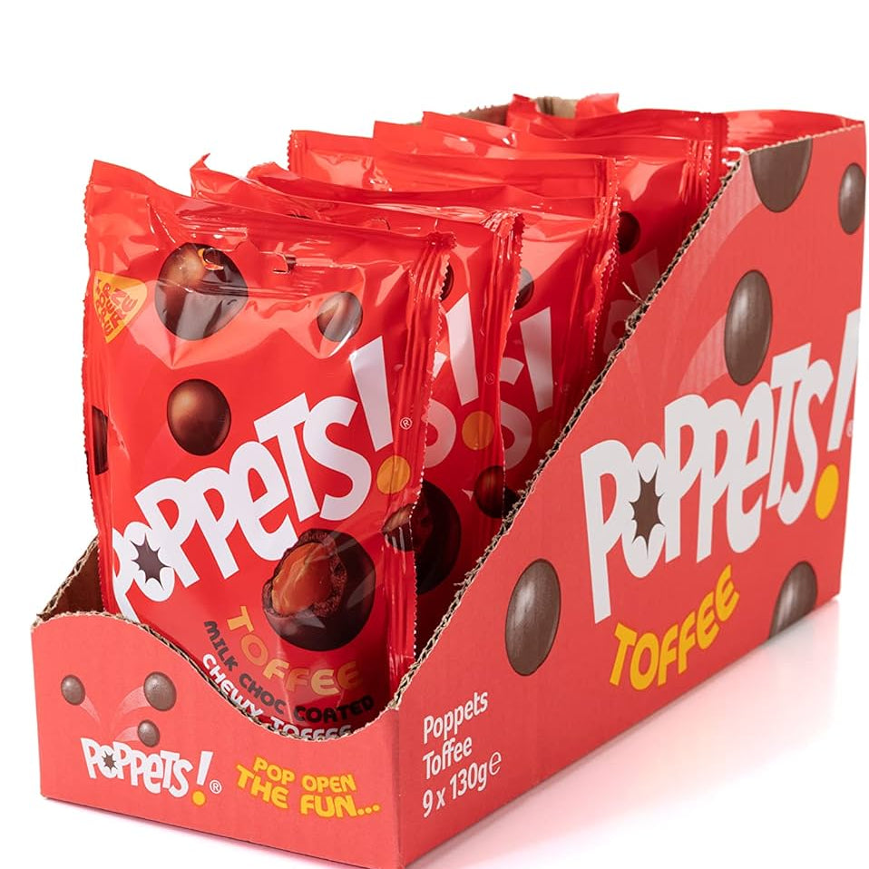 Shop Poppets Milk Chocolate Coated Toffee Fudge Pouch - (100g) - Pack of 9