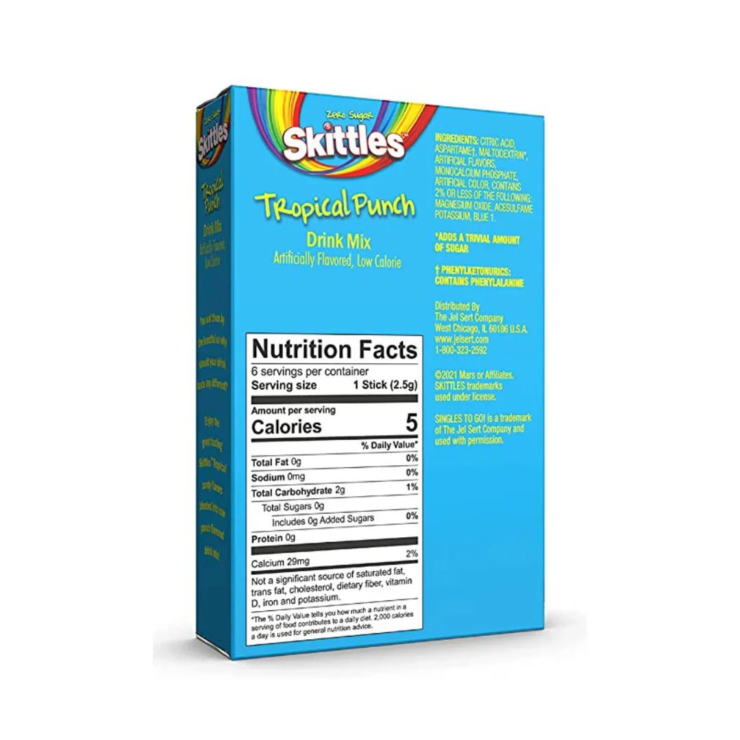 Shop Skittles Zero Sugar Singles to Go Tropical Punch USA - 0.53oz (15g) - Single Pack