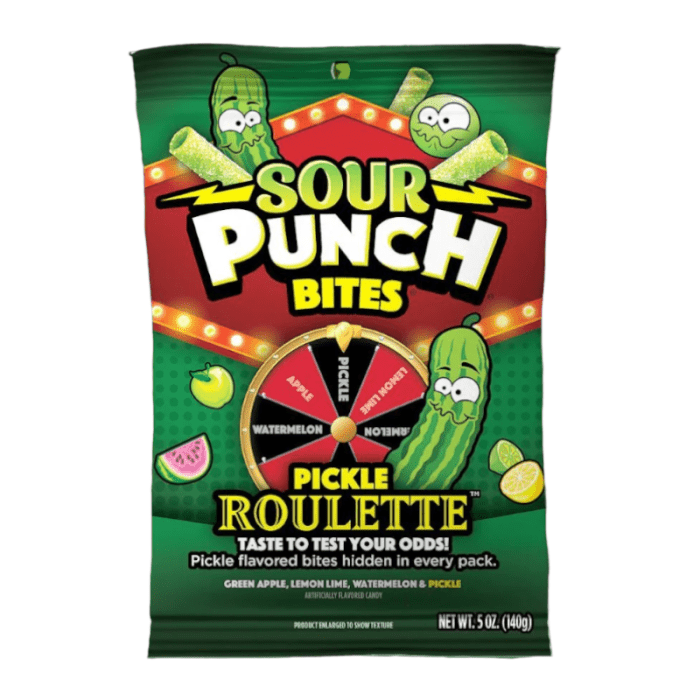 Shop Sour Punch Bites Pickle Roulette Peg Bag 5oz (140g) Halal - 