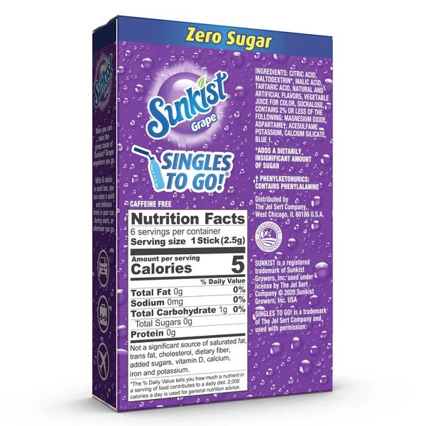 Shop Sunkist Grape Zero Sugar Singles to Go USA - 0.53oz (15g) - Single Pack