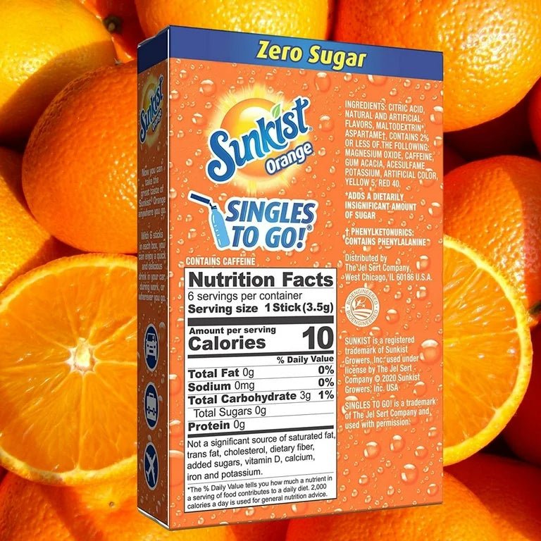 Shop Sunkist Orange Zero Sugar Singles to Go USA - 0.74oz (21g) - Box Of 12