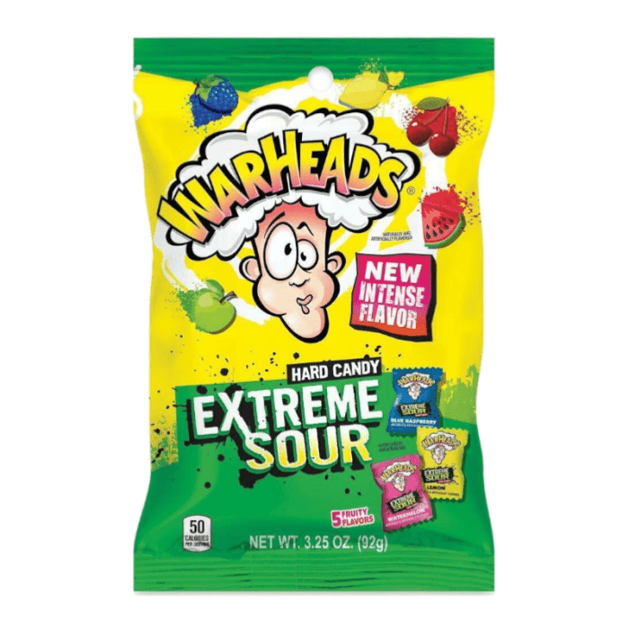 Shop Warheads Extreme Sour Hard Candy Peg Bags 3.25oz (92g) - 