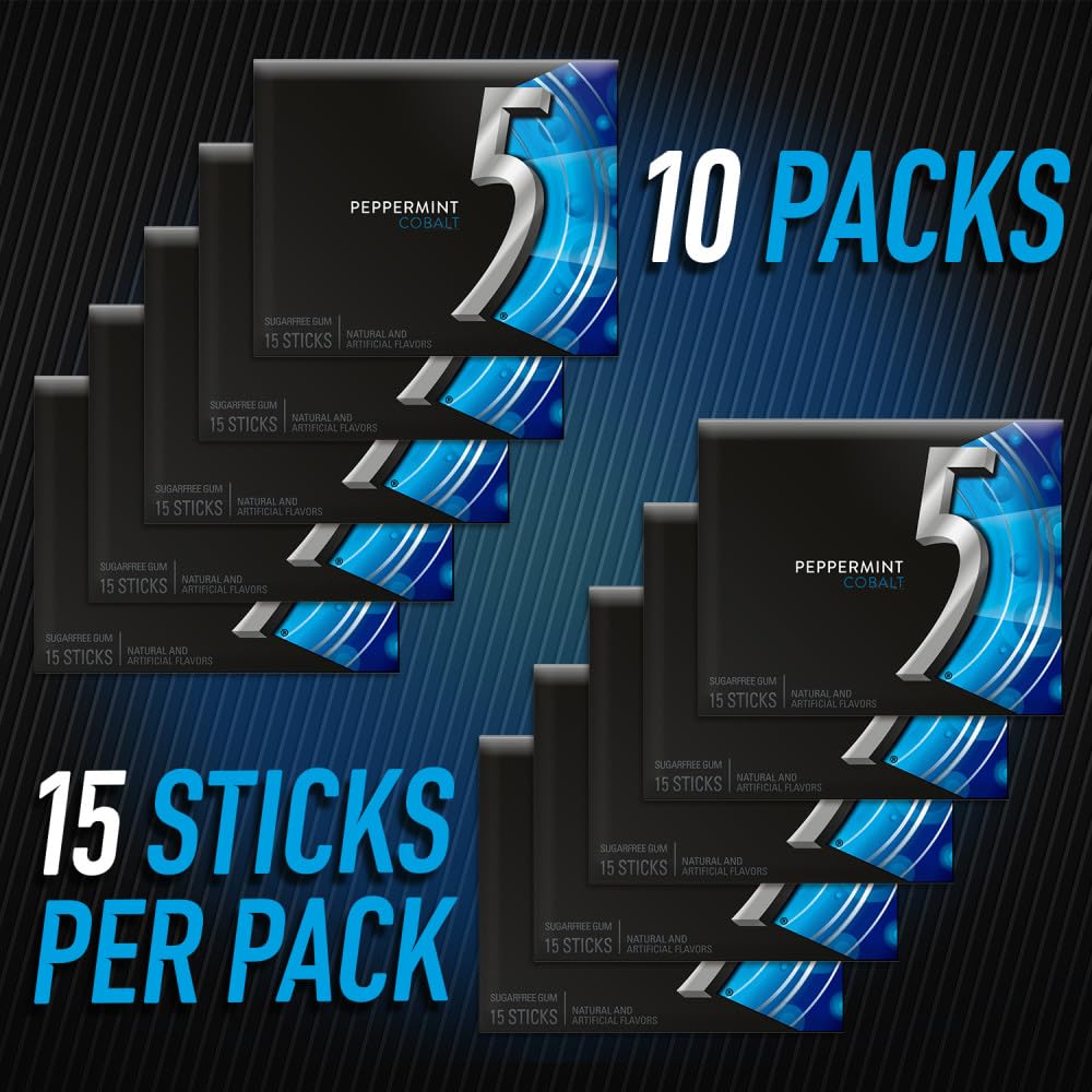 Shop Wrigleys 5 Gum Cobalt Peppermint Flavoured Sugarfree Chewing Gum - Box of 10