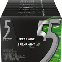 Shop Wrigleys 5 Gum Rain Spearmint Flavoured Sugarfree Chewing Gum - Box of 10