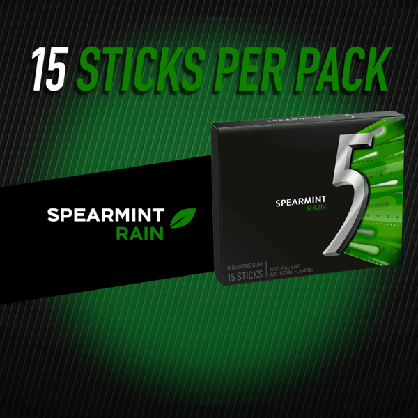 Shop Wrigleys 5 Gum Rain Spearmint Flavoured Sugarfree Chewing Gum - Single Pack