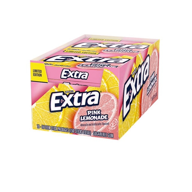 Shop Wrigleys Extra Pink Lemonade Limited Edition Flavoured Sugar free Chewing Gum - Box of 10
